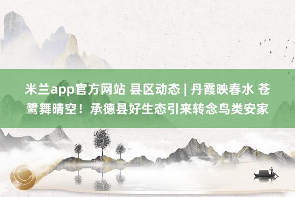 米兰app官方网站 县区动态 | 丹霞映春水 苍鹭舞晴空！承德县好生态引来转念鸟类安家