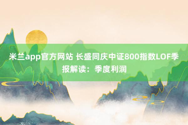 米兰app官方网站 长盛同庆中证800指数LOF季报解读：季度利润