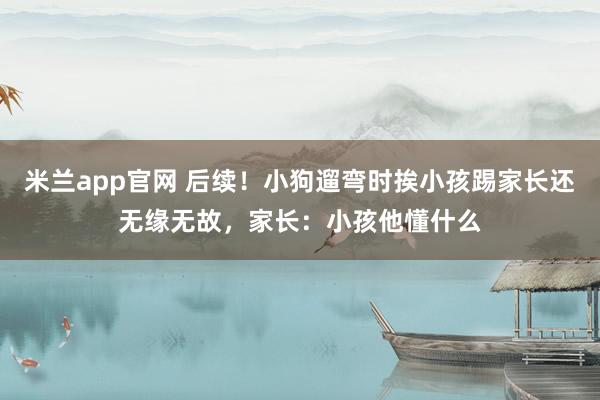 米兰app官网 后续！小狗遛弯时挨小孩踢家长还无缘无故，家长：小孩他懂什么