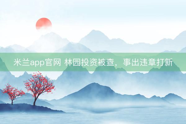 米兰app官网 林园投资被查，事出违章打新